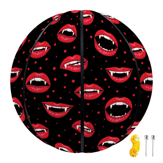 Red Halloween Vampire Lips Pattern Print Basketball