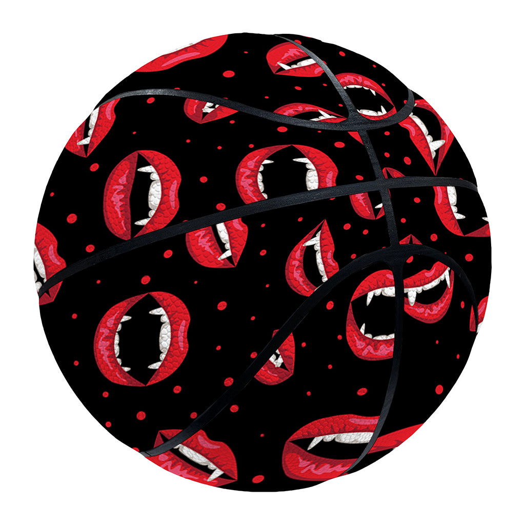 Red Halloween Vampire Lips Pattern Print Basketball