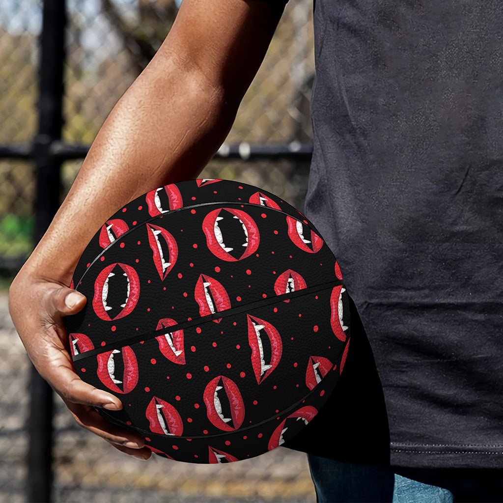 Red Halloween Vampire Lips Pattern Print Basketball