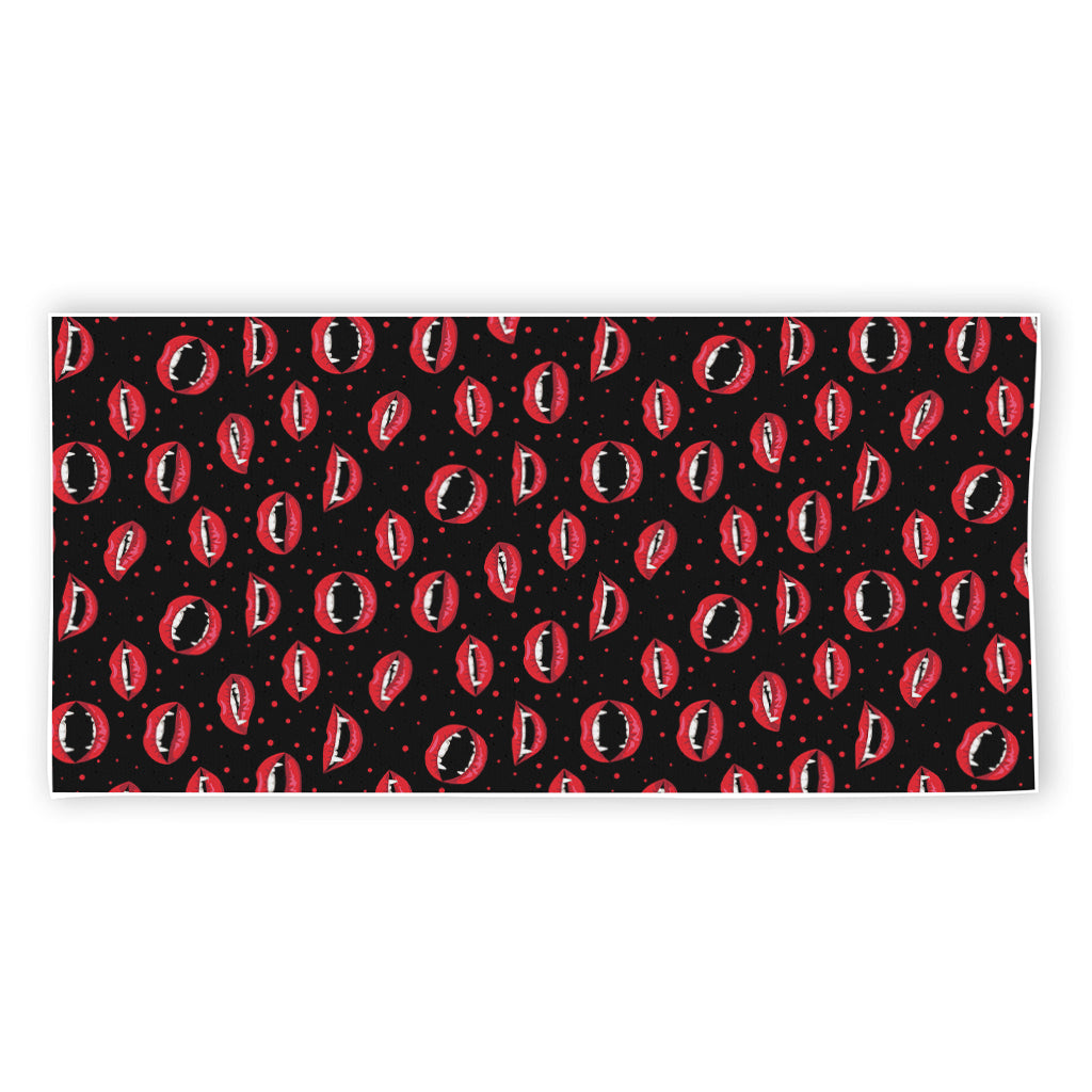 Red Halloween Vampire Lips Pattern Print Beach Towel