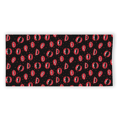 Red Halloween Vampire Lips Pattern Print Beach Towel