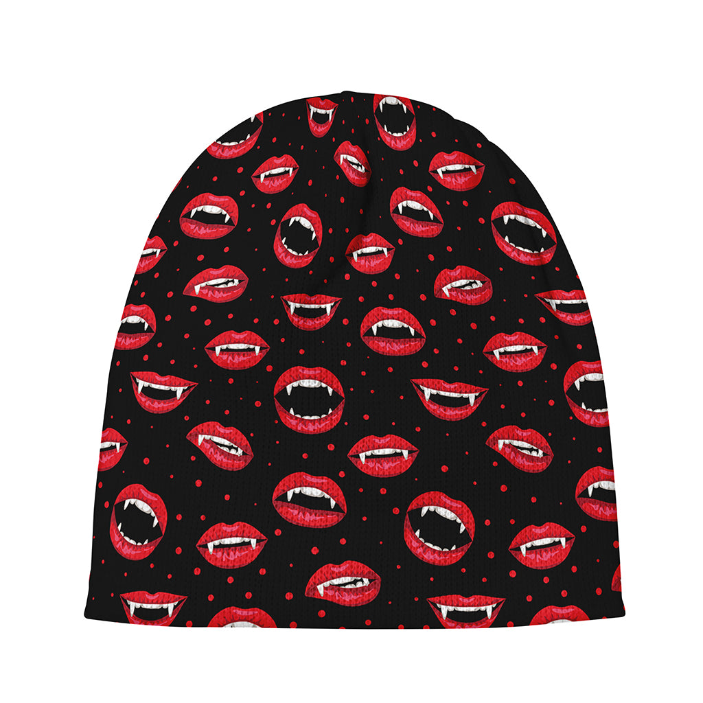 Red Halloween Vampire Lips Pattern Print Beanie