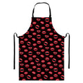 Red Halloween Vampire Lips Pattern Print Bib Apron With Pocket