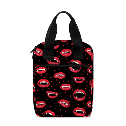 Red Halloween Vampire Lips Pattern Print Bible Tote Bag