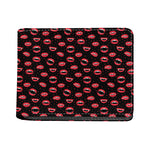 Red Halloween Vampire Lips Pattern Print Bifold Wallet