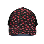 Red Halloween Vampire Lips Pattern Print Black Mesh Trucker Cap