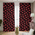 Red Halloween Vampire Lips Pattern Print Dimout Pencil Pleat Curtains