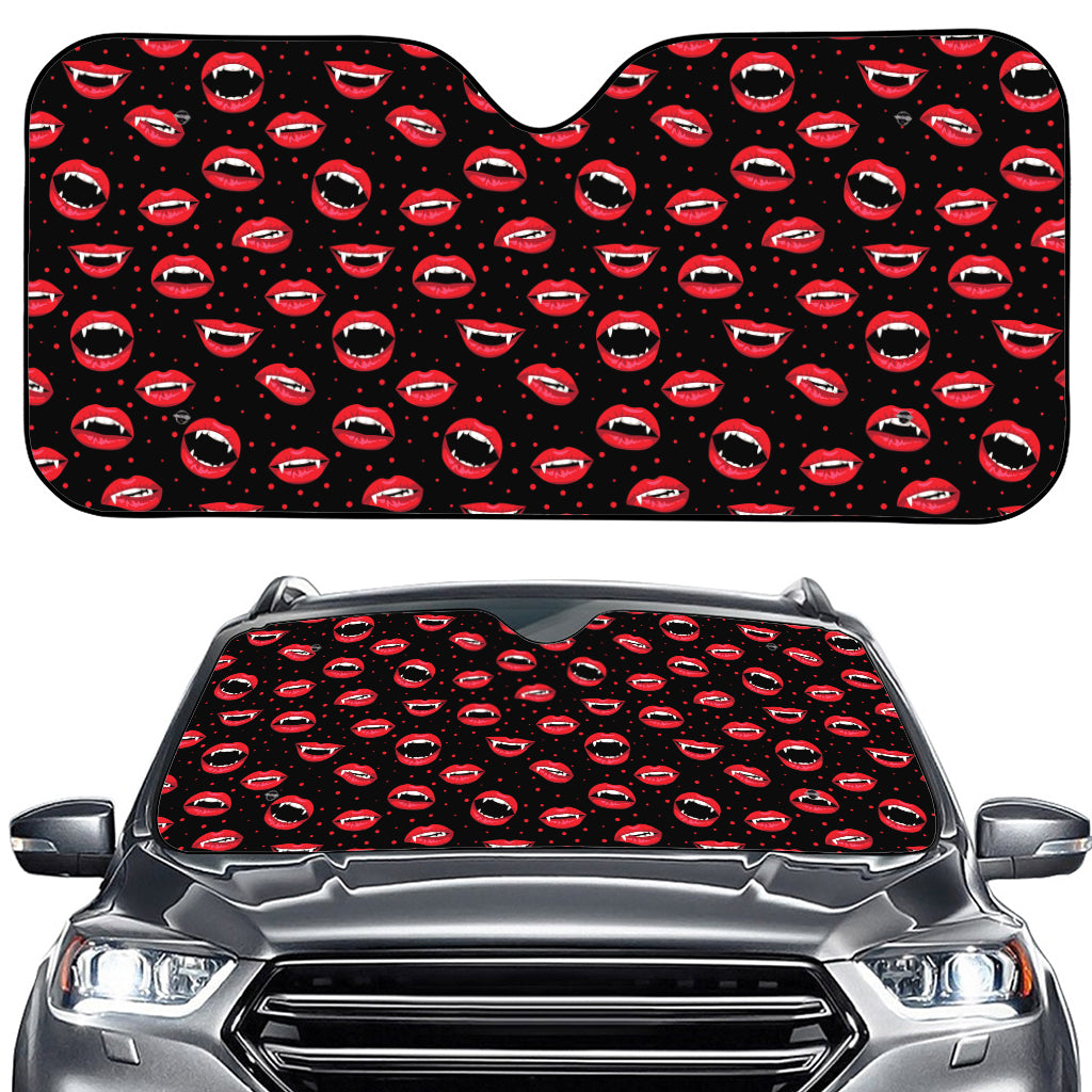 Red Halloween Vampire Lips Pattern Print Car Windshield Sun Shade