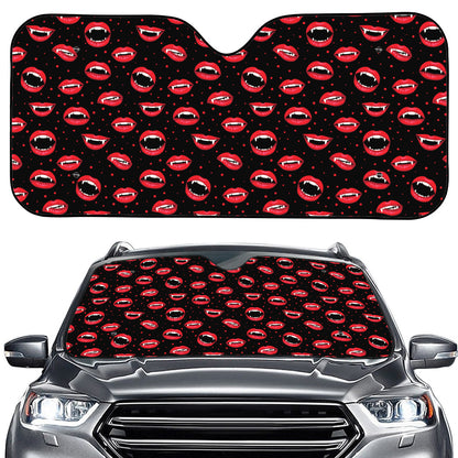 Red Halloween Vampire Lips Pattern Print Car Windshield Sun Shade