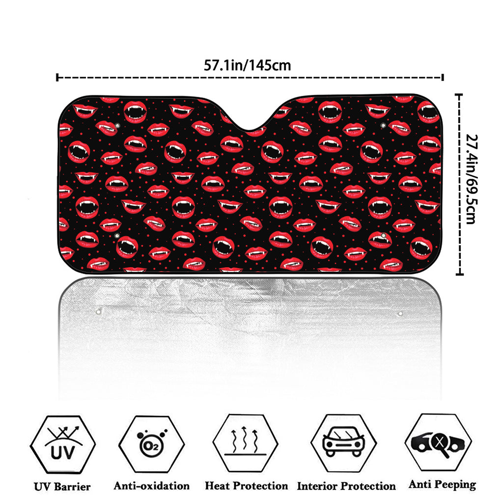 Red Halloween Vampire Lips Pattern Print Car Windshield Sun Shade