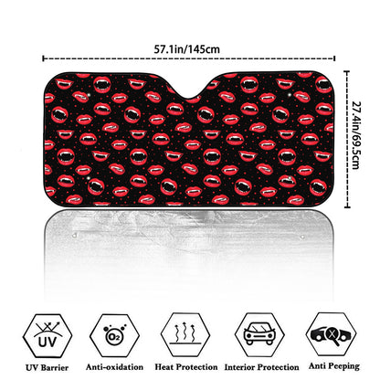 Red Halloween Vampire Lips Pattern Print Car Windshield Sun Shade