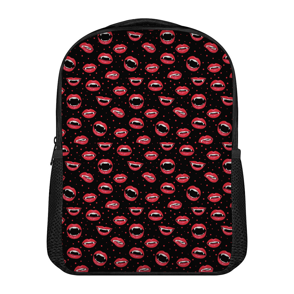 Red Halloween Vampire Lips Pattern Print Casual Backpack