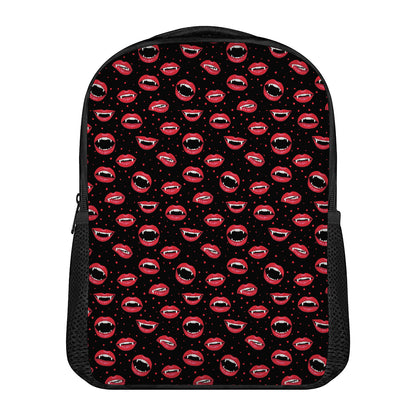 Red Halloween Vampire Lips Pattern Print Casual Backpack