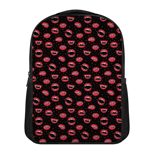 Red Halloween Vampire Lips Pattern Print Casual Backpack