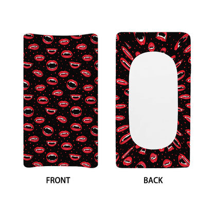 Red Halloween Vampire Lips Pattern Print Changing Pad Cover