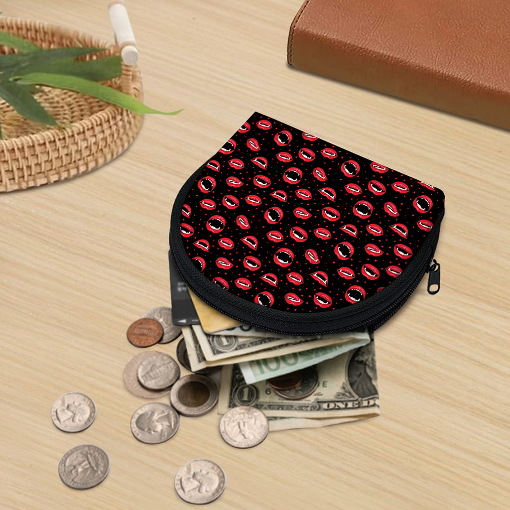 Red Halloween Vampire Lips Pattern Print Coin Purse