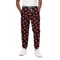 Red Halloween Vampire Lips Pattern Print Cotton Sweatpants