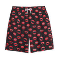 Red Halloween Vampire Lips Pattern Print Cotton Shorts