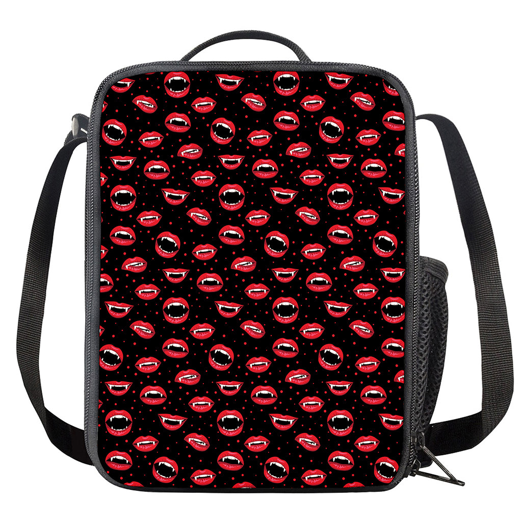 Red Halloween Vampire Lips Pattern Print Crossbody Lunch Bag