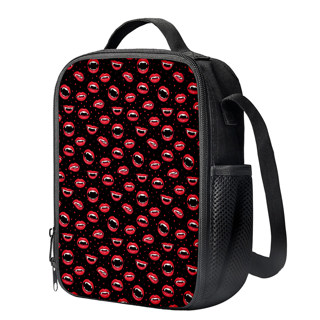 Red Halloween Vampire Lips Pattern Print Crossbody Lunch Bag