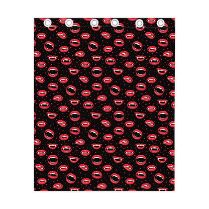 Red Halloween Vampire Lips Pattern Print Curtain