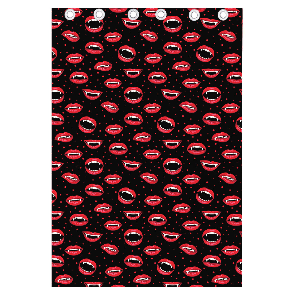 Red Halloween Vampire Lips Pattern Print Curtain