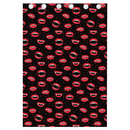 Red Halloween Vampire Lips Pattern Print Curtain