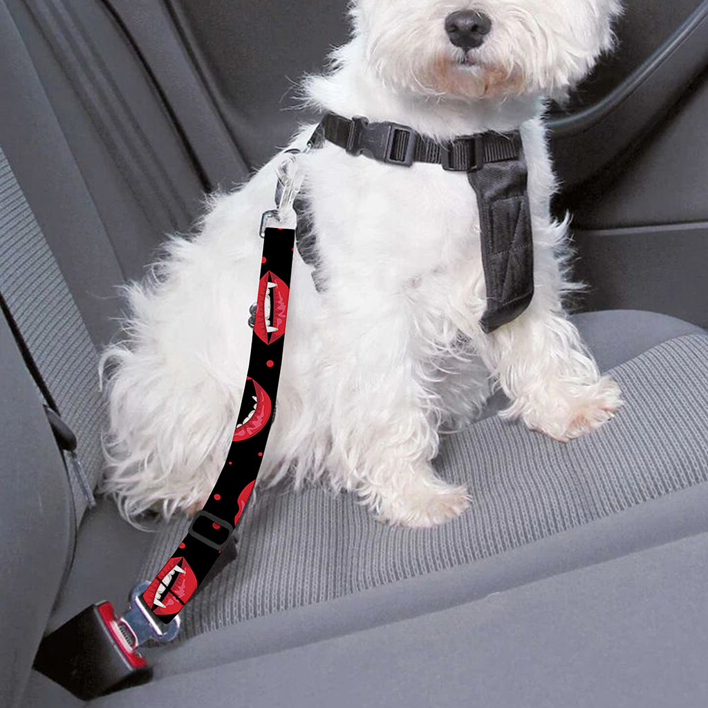 Red Halloween Vampire Lips Pattern Print Dog Seat Belt