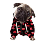 Red Halloween Vampire Lips Pattern Print Dog Zip Up Hoodie