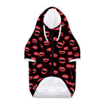 Red Halloween Vampire Lips Pattern Print Dog Zip Up Hoodie