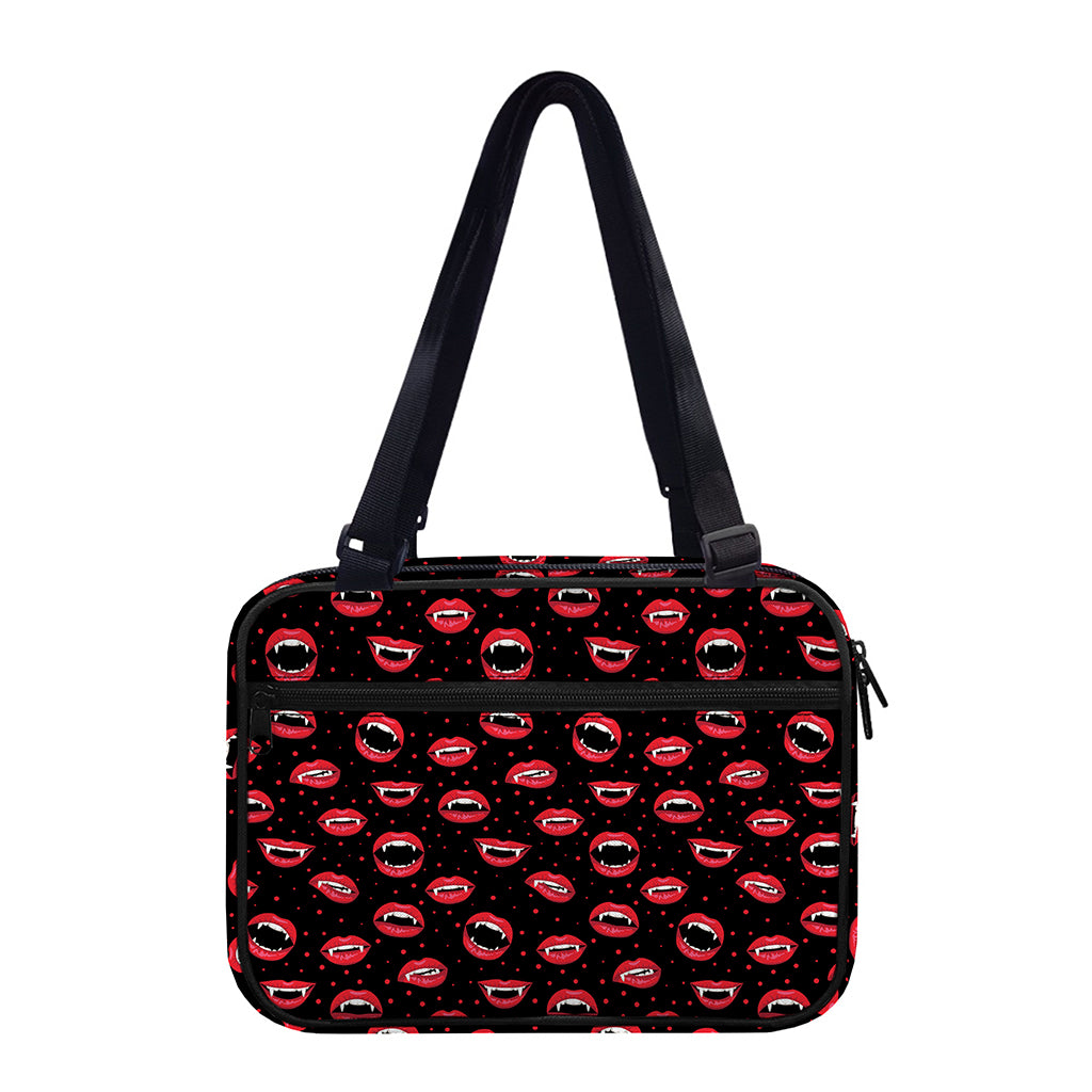 Red Halloween Vampire Lips Pattern Print Double Strap Bible Bag