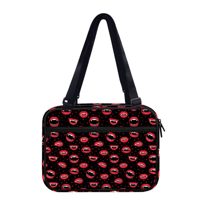 Red Halloween Vampire Lips Pattern Print Double Strap Bible Bag