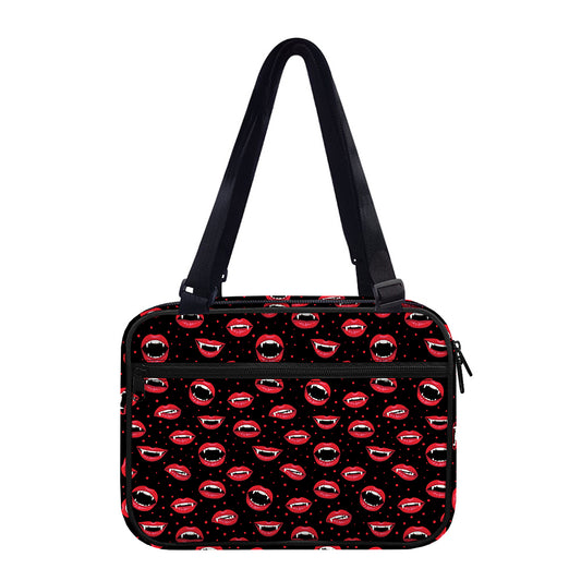 Red Halloween Vampire Lips Pattern Print Double Strap Bible Bag