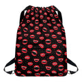 Red Halloween Vampire Lips Pattern Print Drawstring Backpack