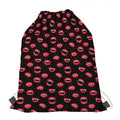 Red Halloween Vampire Lips Pattern Print Drawstring Bag
