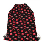 Red Halloween Vampire Lips Pattern Print Drawstring Bag