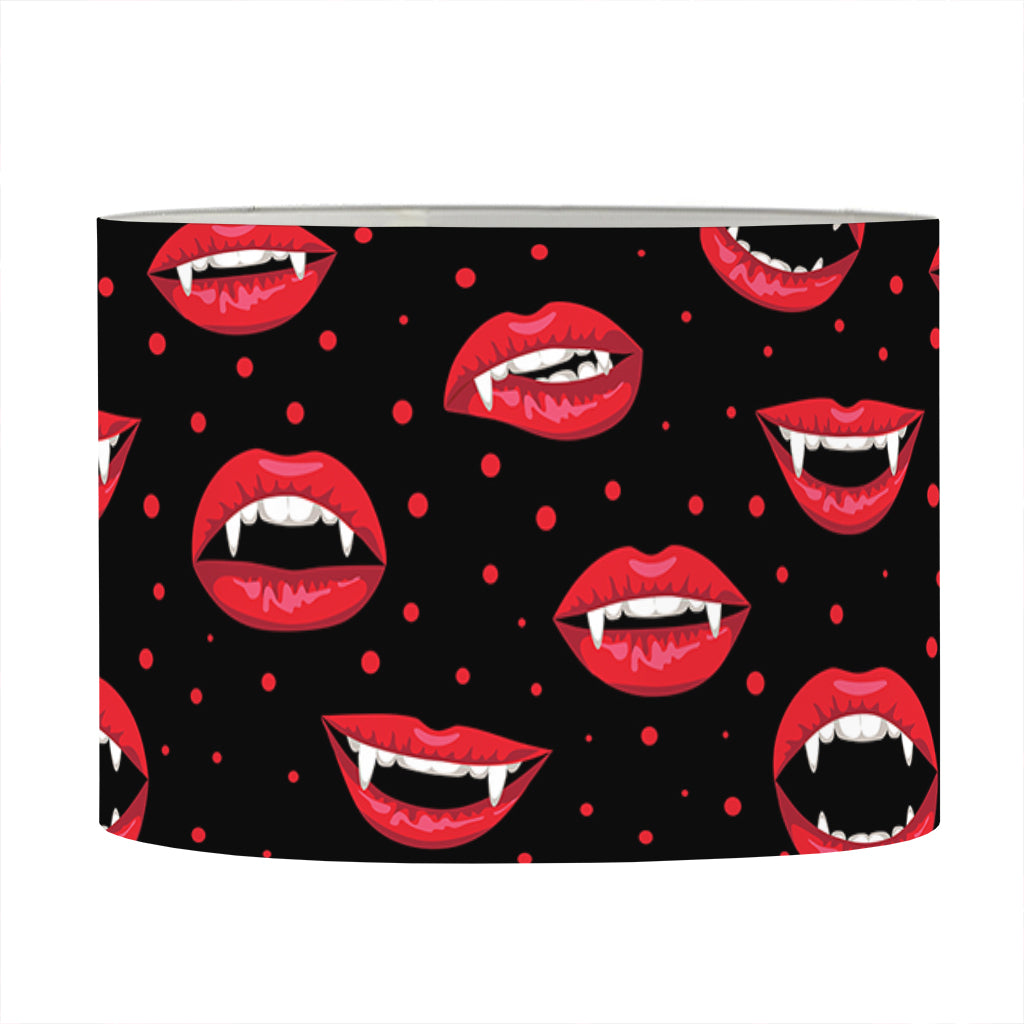 Red Halloween Vampire Lips Pattern Print Drum Lamp Shade