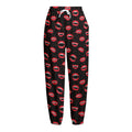 Red Halloween Vampire Lips Pattern Print Fleece Lined Knit Pants