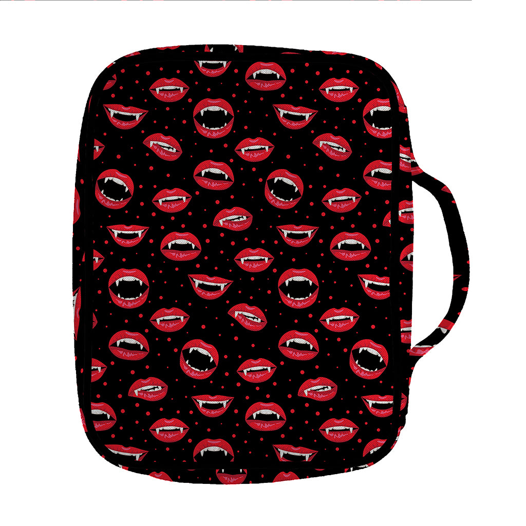 Red Halloween Vampire Lips Pattern Print Front Pocket Bible Bag