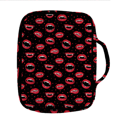 Red Halloween Vampire Lips Pattern Print Front Pocket Bible Bag