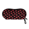 Red Halloween Vampire Lips Pattern Print Glasses Case