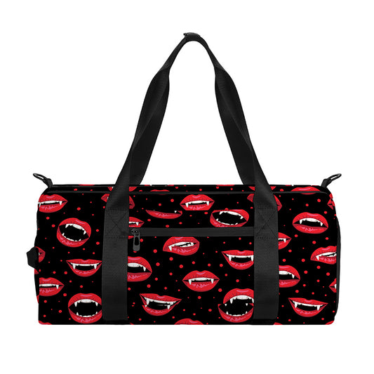 Red Halloween Vampire Lips Pattern Print Gym Bag