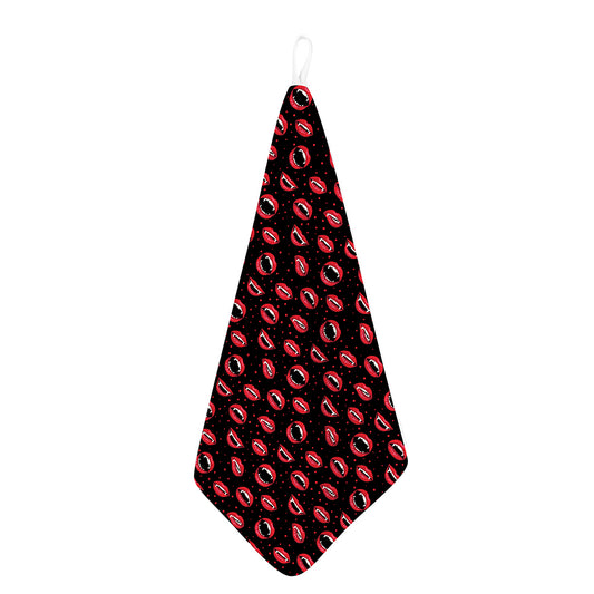 Red Halloween Vampire Lips Pattern Print Hand Towel