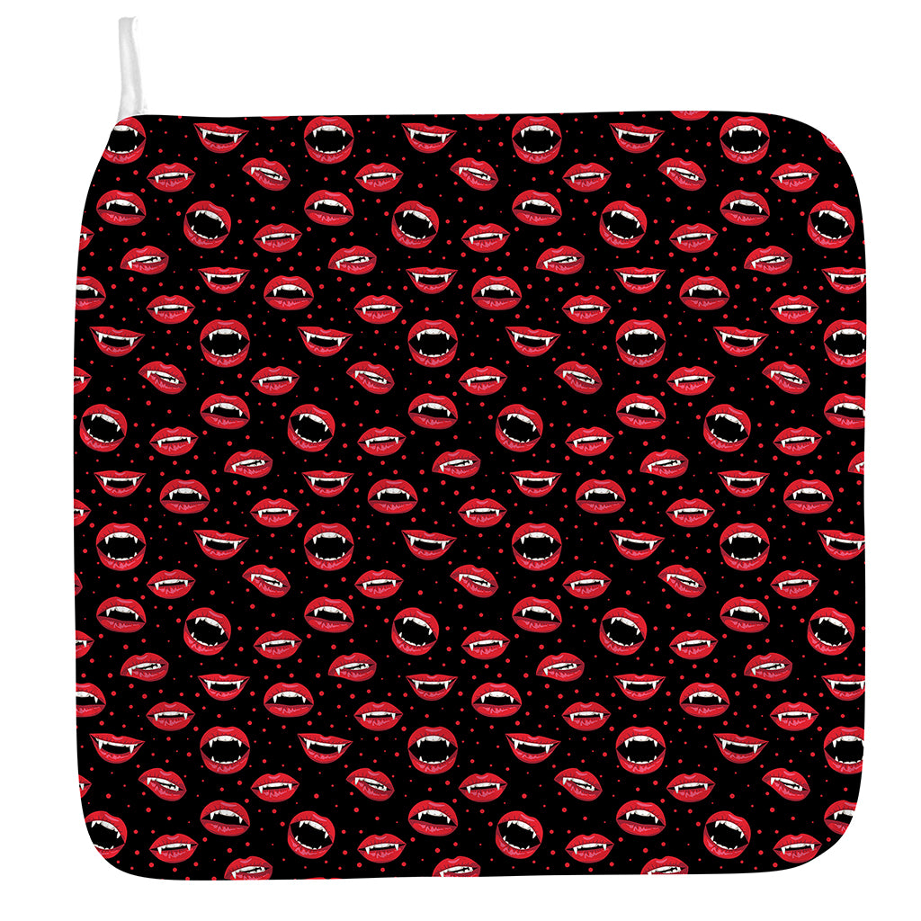 Red Halloween Vampire Lips Pattern Print Hand Towel