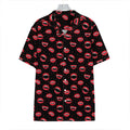 Red Halloween Vampire Lips Pattern Print Hawaiian Shirt