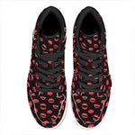 Red Halloween Vampire Lips Pattern Print High Top Leather Sneakers