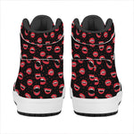 Red Halloween Vampire Lips Pattern Print High Top Leather Sneakers