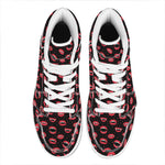 Red Halloween Vampire Lips Pattern Print High Top Leather Sneakers