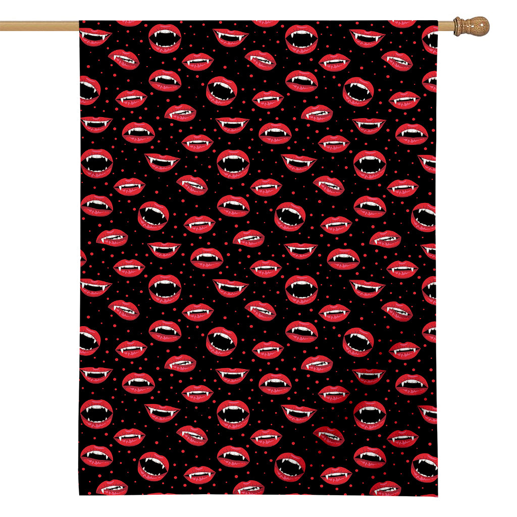 Red Halloween Vampire Lips Pattern Print House Flag