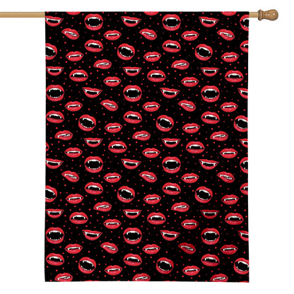 Red Halloween Vampire Lips Pattern Print House Flag